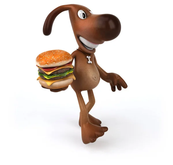 Personnage de dessin animé tenant hamburger — Photo