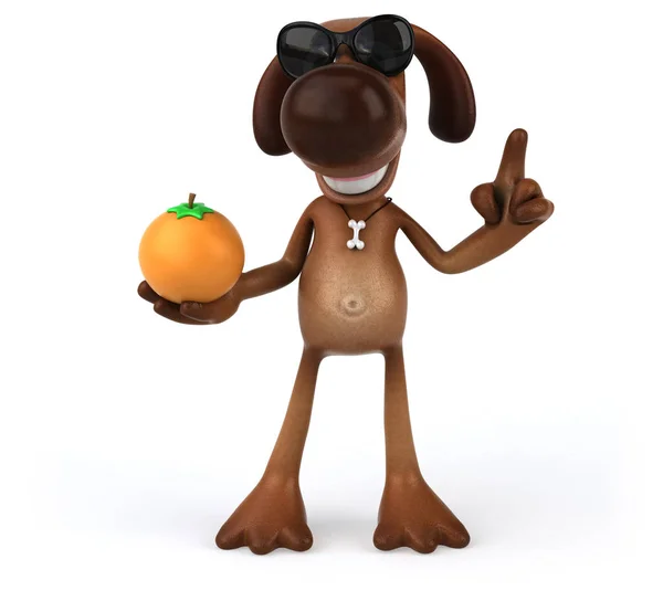 Personagem de desenho animado segurando laranja — Fotografia de Stock