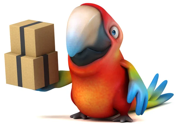 Personagem de desenho animado com caixas — Fotografia de Stock