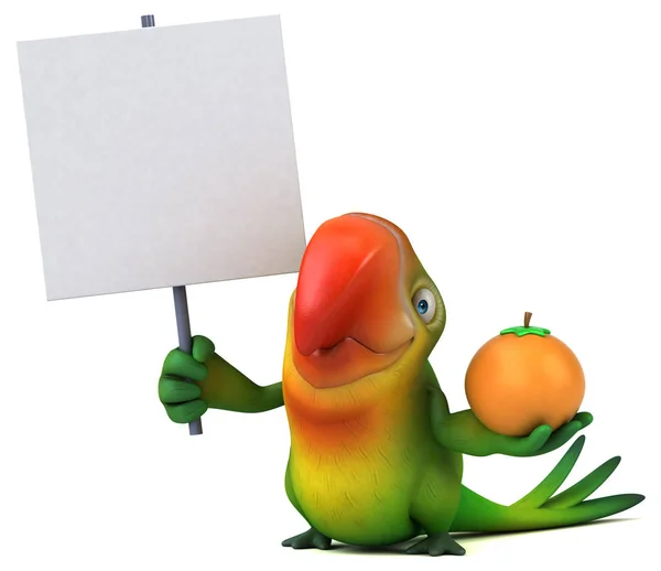 Cartoon character holding orange — Stock Photo, Image