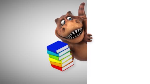 Cartoon character holding books — Stock Video