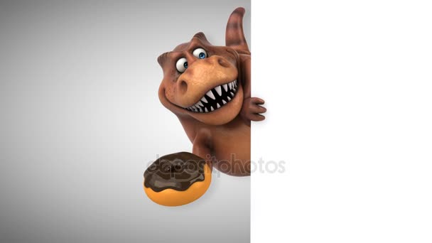 Χαρακτήρας κινουμένων σχεδίων κρατώντας ντόνατ — Αρχείο Βίντεο