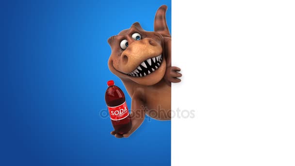 Cartoon character holding soda — Stock Video