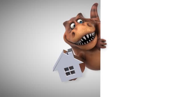 Desenho animado personagem segurando casa — Vídeo de Stock