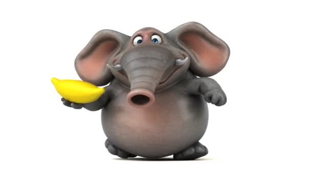 Tecknad karaktär innehav banan — Stockvideo