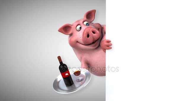 猪捧着酒 — 图库视频影像