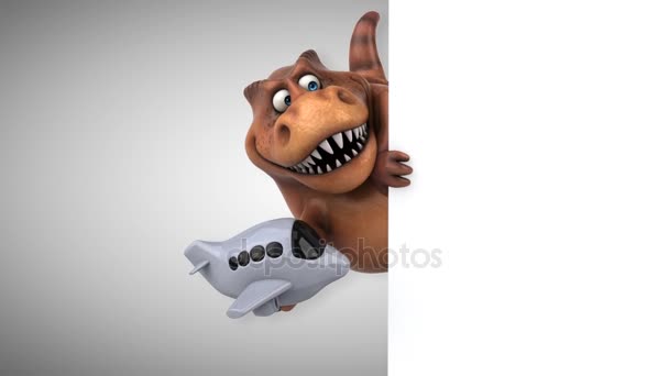 Cartoon character holding plane — Stock Video