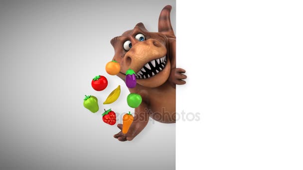 Character holding fruits and vegetables — Stock Video