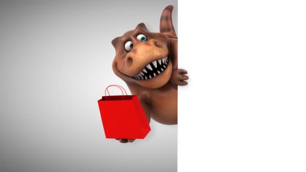 Cartoon character with bag — Stock Video