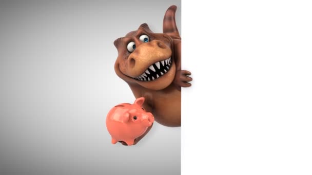 Piggy bank holding rajzfilmfigura — Stock videók