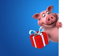 Komik domuz mevcut holding   