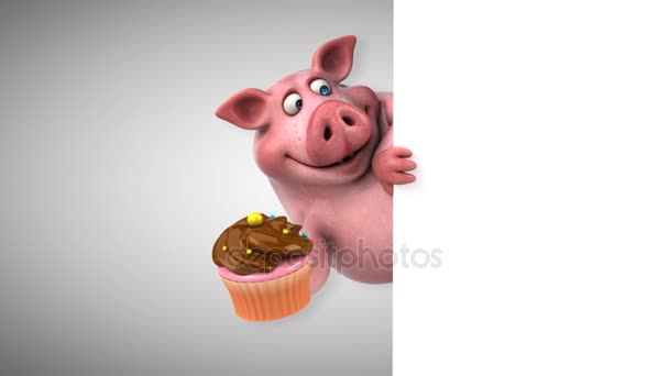 Świni gospodarstwa cupcake — Wideo stockowe