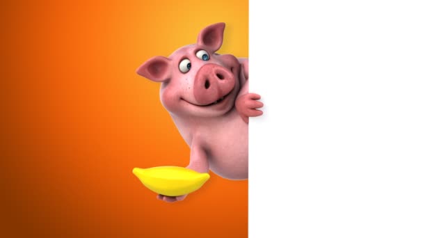 Schwein mit Banane — Stockvideo