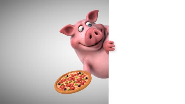 Świni gospodarstwa pizza — Wideo stockowe