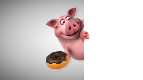 Schwein mit süßem Donut — Stockvideo