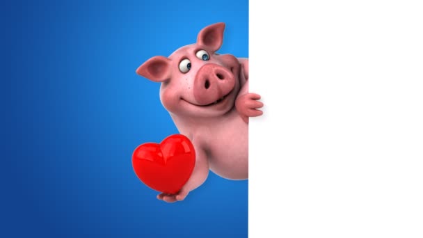 Cartoon character holding heart — Stock Video