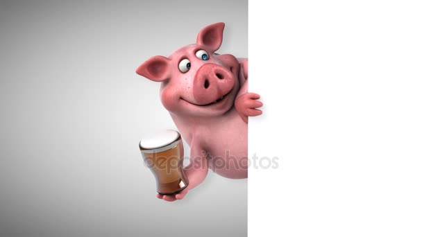Cartoon character  holding beer — Stock Video