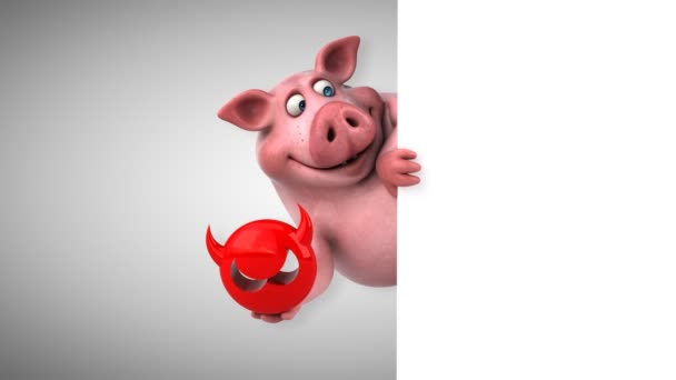 Cerdo sosteniendo signo antivirus — Vídeos de Stock