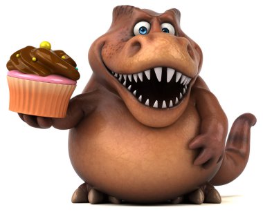 karakter holding cupcake  