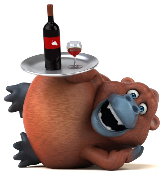 Personnage de dessin animé avec du vin — Photo