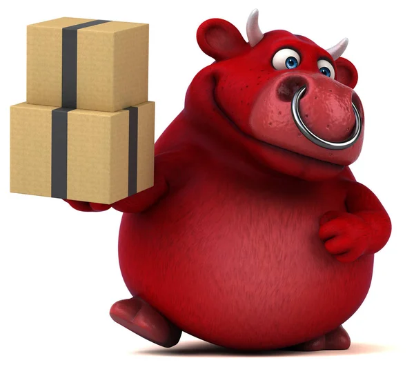 Seriefiguren holding med lådor — Stockfoto