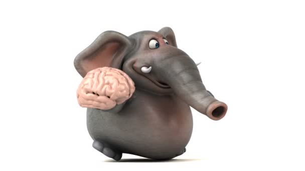 Personagem de desenho animado segurando cérebro — Vídeo de Stock