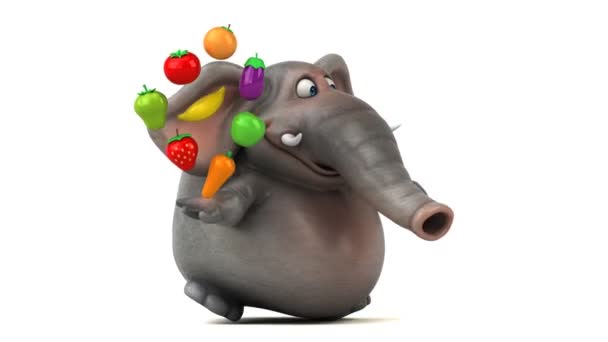 Elefante divertido sosteniendo verduras — Vídeos de Stock