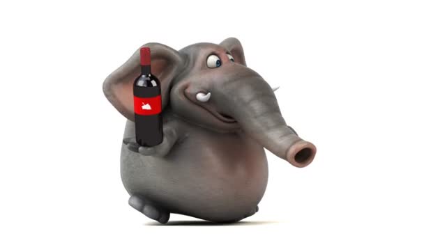 Çizgi film karakteri şarap holding — Stok video