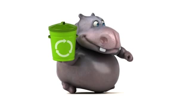 Grappige cartoon hippo — Stockvideo