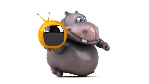 Divertido hipopótamo de dibujos animados — Vídeos de Stock