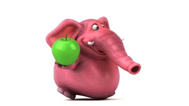 Personaje de dibujos animados celebración de manzana — Vídeos de Stock