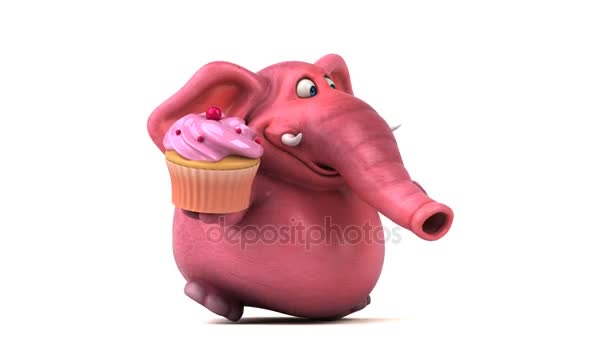 Seriefiguren håller cupcake — Stockvideo