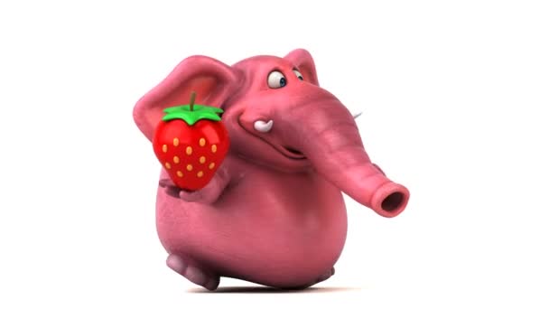 Karakter kartun yang memegang strawberry — Stok Video