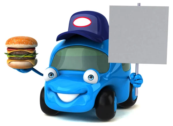 Zábavné auto s burger — Stock fotografie