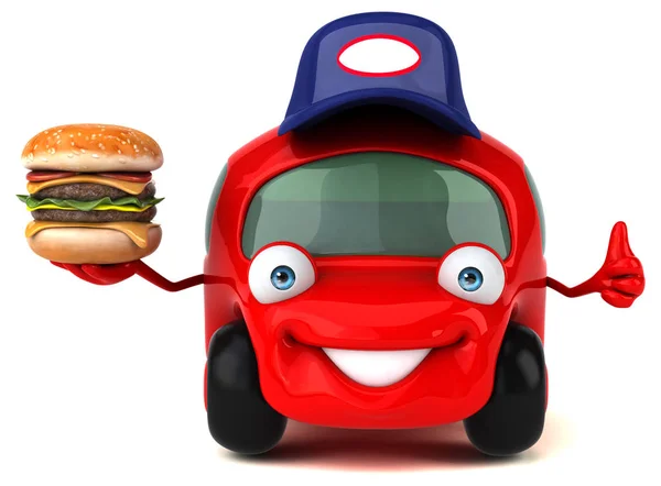 Coche divertido con hamburguesa — Foto de Stock