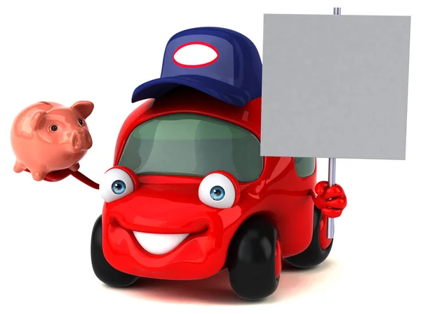 Spaßauto mit Sparschwein — Stockfoto