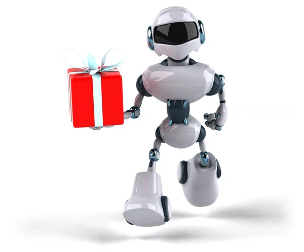 Robot holding gift — Stock Photo, Image