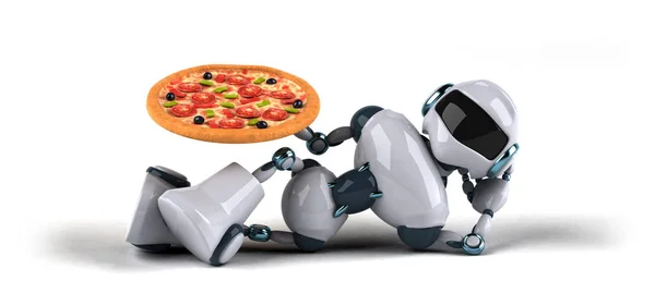 Robô segurando pizza — Fotografia de Stock