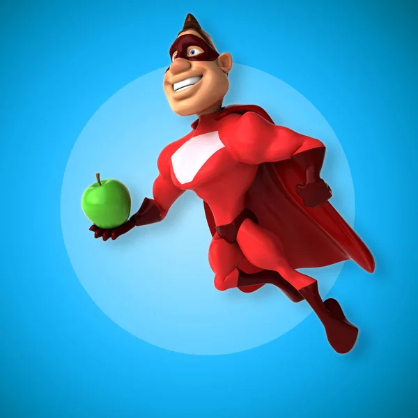 Super-herói segurando maçã — Fotografia de Stock