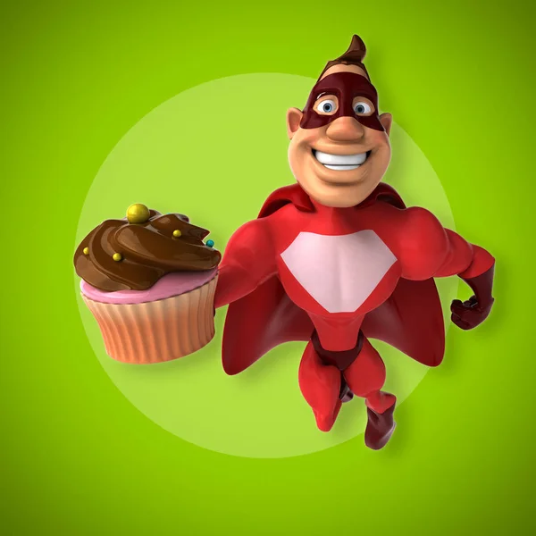 Super héros tenant cupcake — Photo