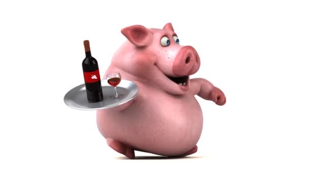Свиня холдингу вина — стокове відео