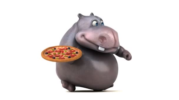 Grappige cartoon hippo — Stockvideo