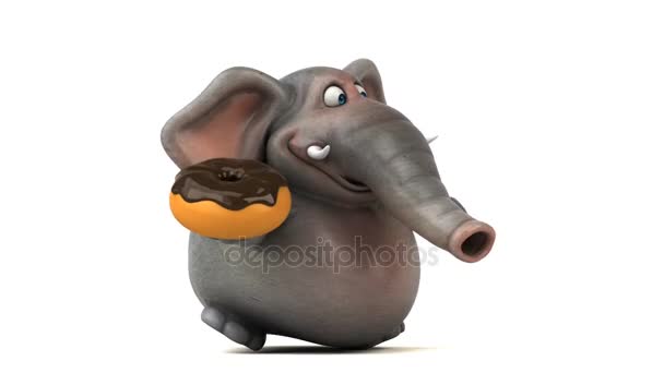 Elephant  holding donut — Stock Video