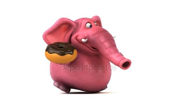 Слон держит пончик — стоковое видео