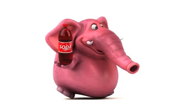 Fun elephant  holding soda — Stock Video