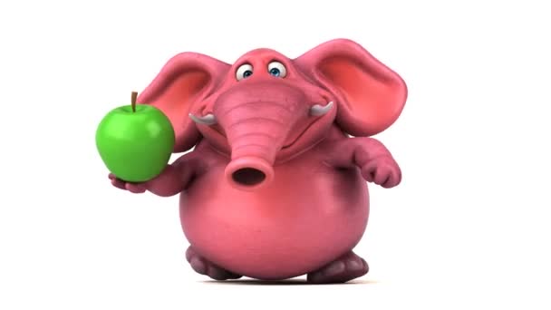 Cartoon  character holding apple — Stock Video