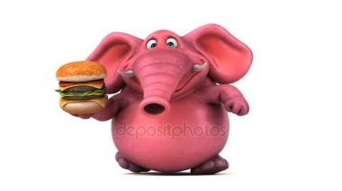 çizgi film karakteri holding hamburger