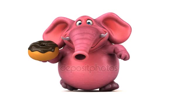 Elefante sosteniendo donut — Vídeo de stock