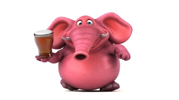 Cartoon character holding beer — Stock Video
