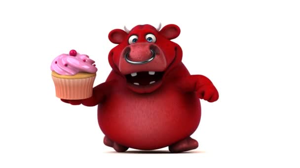 Personaggio dei cartoni animati che tiene cupcake — Video Stock